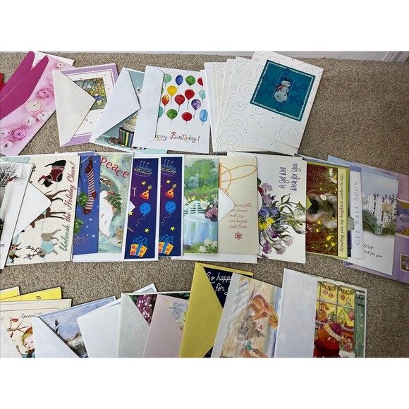 90+‎ New Mixed Greeting Cards & Envelopes Holiday Birthday Get Well Thanks - Picture 3 of 5